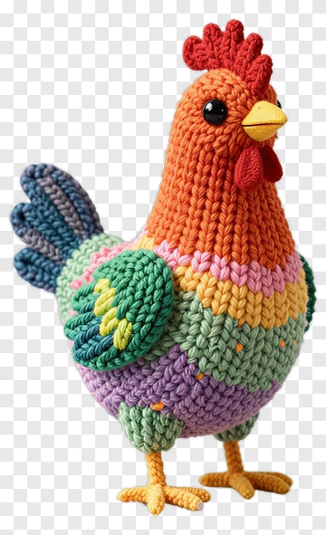 Colorful Crochet Chicken PNG