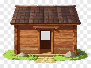 Wooden Cabin With Stone Pathway PNG