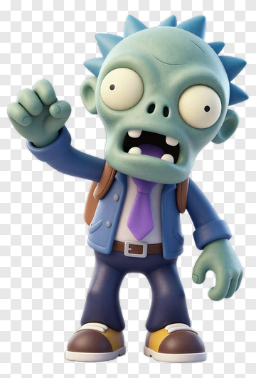 Cartoon Zombie Character With Backpack And Tie PNG