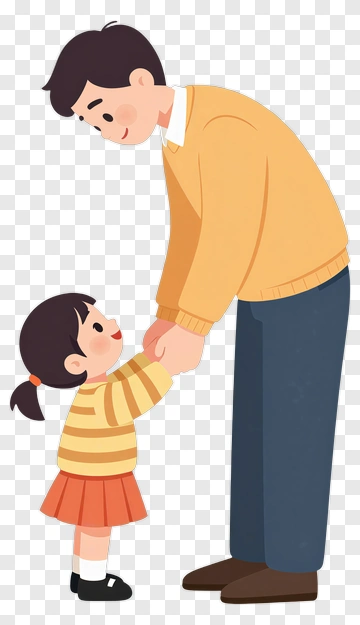 Happy Father And Daughter Holding Hands PNG