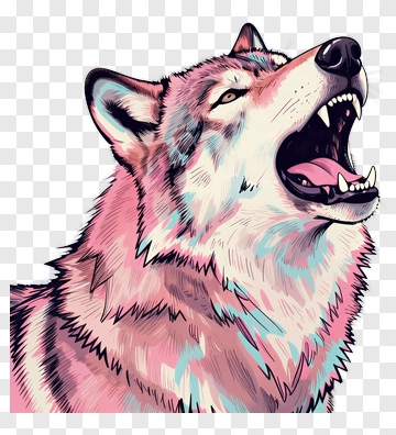 Colorful Wolf Howling PNG