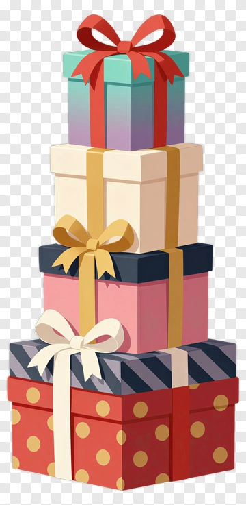 Colorful Gift Boxes Stacked Together PNG