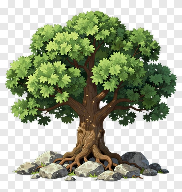 Colorful Tree With Rocks PNG