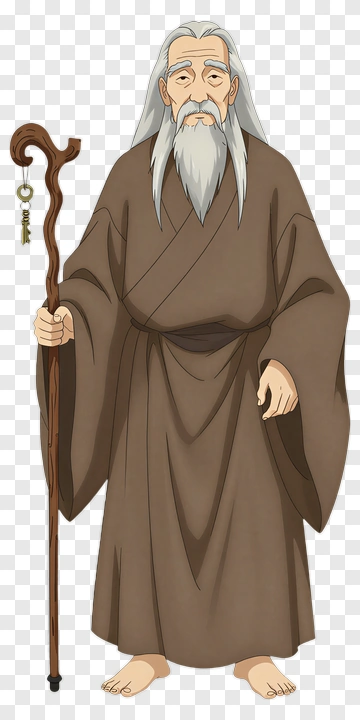 Wise Old Man Holding A Staff PNG