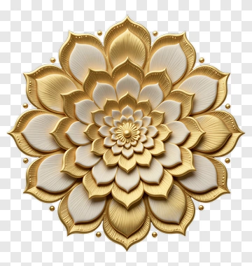 Gold Flower Mandala Design PNG
