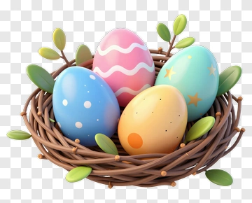 Colorful Easter Eggs In A Nest PNG