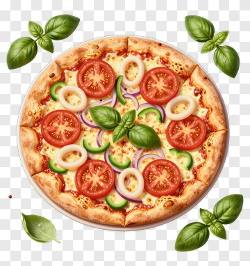 Delicious Pizza Topped With Fresh Vegetables PNG