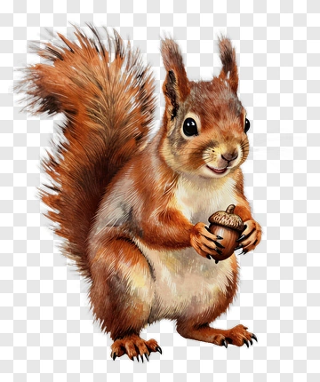 Squirrel Holding An Acorn PNG