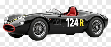 Vintage Sports Car With Red Interior PNG