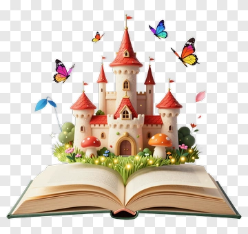 Fantasy Castle Emerging From An Open Storybook PNG