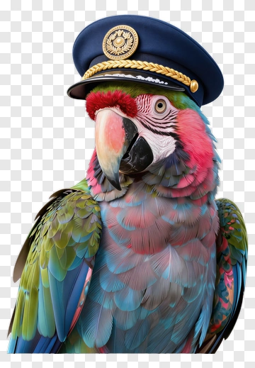 Parrot Wearing A Captain's Hat PNG
