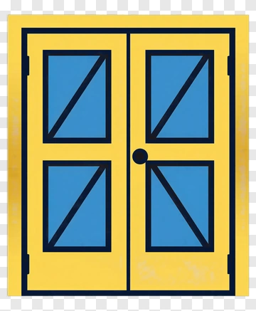 Yellow Door With Blue Panels PNG