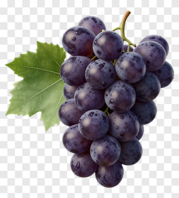 Fresh Purple Grapes With Green Leaf PNG