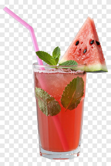 Watermelon Drink With Mint And Straw PNG