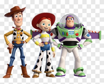 Toy Story Characters Woody, Buzz Lightyear, And Jessie PNG