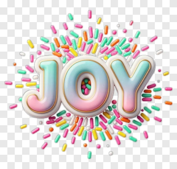 Joy Text With Colorful Sprinkles PNG