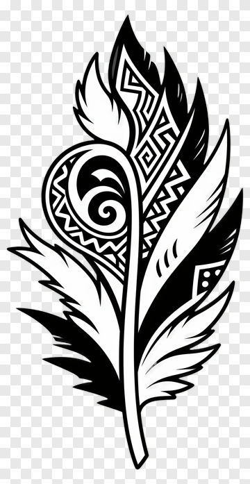 Decorative Feather With Tribal Patterns PNG