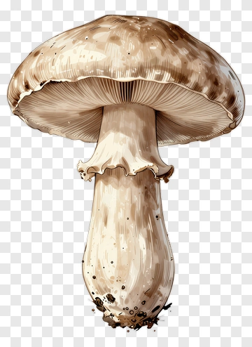 Detailed Mushroom Illustration PNG