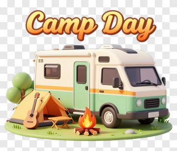 Camp Day With Rv And Tent PNG