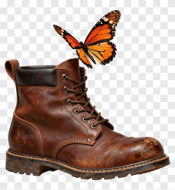 Brown Boot With Monarch Butterfly PNG