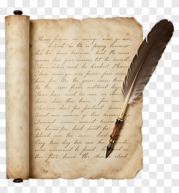 Old Scroll With Quill Pen And Handwritten Text PNG