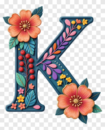 Floral Letter K Decoration PNG