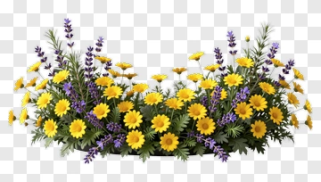 Colorful Flower Bouquet With Yellow And Purple Flowers PNG