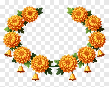 Floral Wreath With Bells PNG
