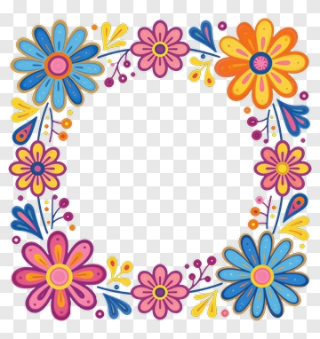 Colorful Flower Frame PNG