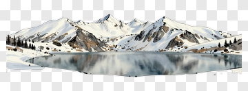 Snowy Mountain Landscape With Reflective Lake PNG