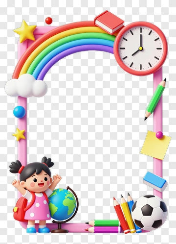Cartoon Girl With Backpack And School Supplies PNG
