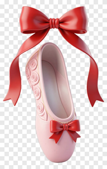 Pink Ballet Shoe With Red Ribbon PNG