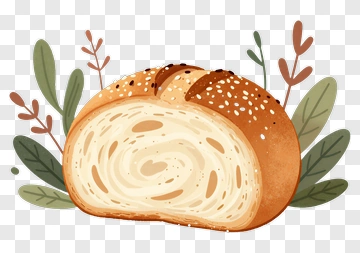 Sliced Bread Surrounded By Leaves And Plants PNG