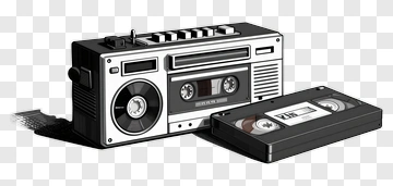 Retro Boombox And Vhs Tape PNG