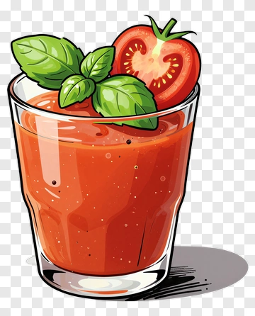 Tomato Juice With Basil Garnish PNG