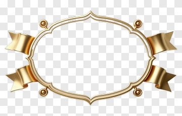 Golden Decorative Frame With Ribbons PNG