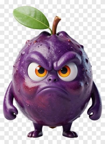 Angry Cartoon Plum Character PNG