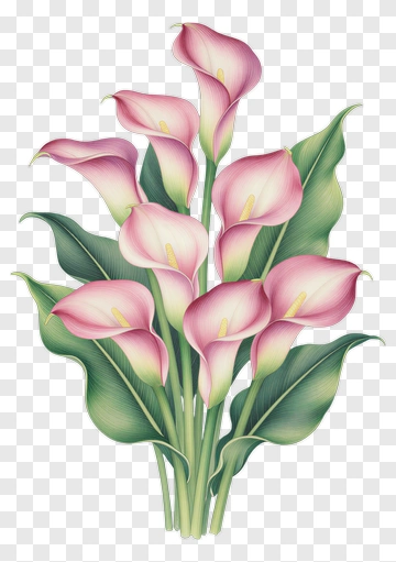 Colorful Calla Lily Bouquet PNG