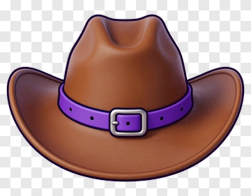 Brown Cowboy Hat With Purple Band PNG