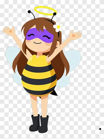 Cartoon Bee Girl With Arms Open PNG