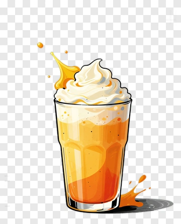 Cartoon Milkshake With Whipped Cream PNG