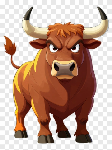 Angry Cartoon Bull PNG