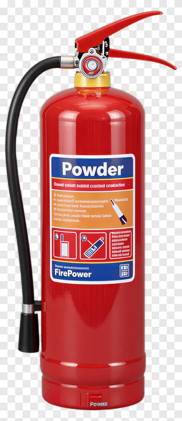 Red Fire Extinguisher With Powder Label PNG