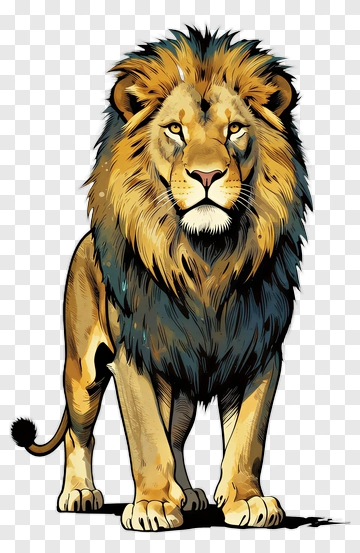 Cartoon Lion Standing Proud PNG