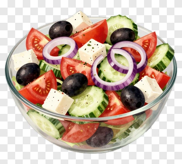 Fresh Salad Bowl With Tomatoes, Cucumbers, And Olives PNG