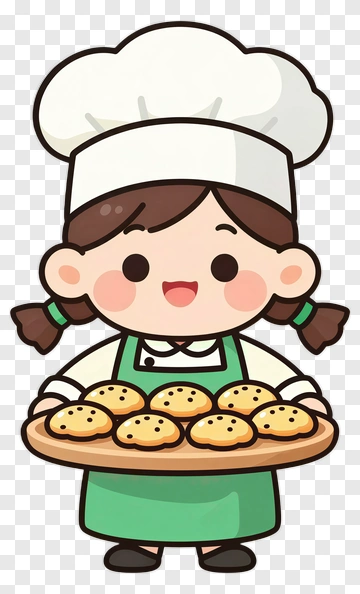 Cartoon Chef Holding A Tray Of Cookies PNG