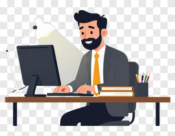 Businessman Working At A Desk With Computer PNG