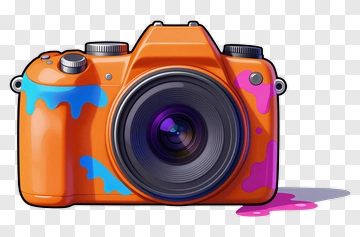 Colorful Camera With Paint Drips PNG