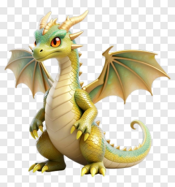 3D Cartoon Dragon With Wings PNG