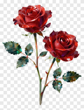 Red Roses With Green Leaves PNG